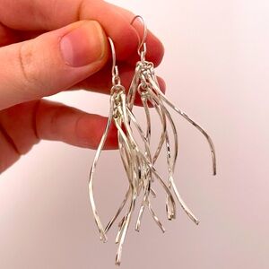 Vintage Silver Tone Rave Festival Party Abstract Maximalist Statement Earrings